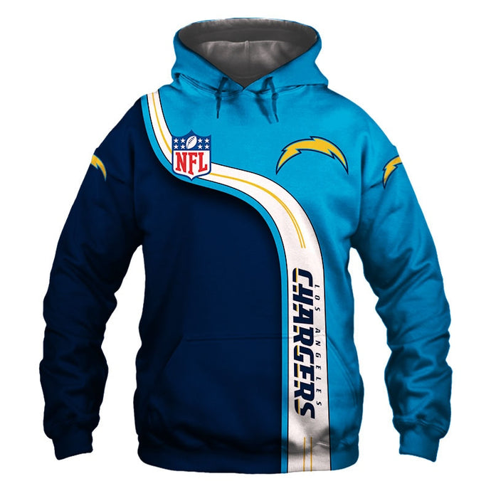 Los Angeles Chargers Curved Stripes 3D Hoodie