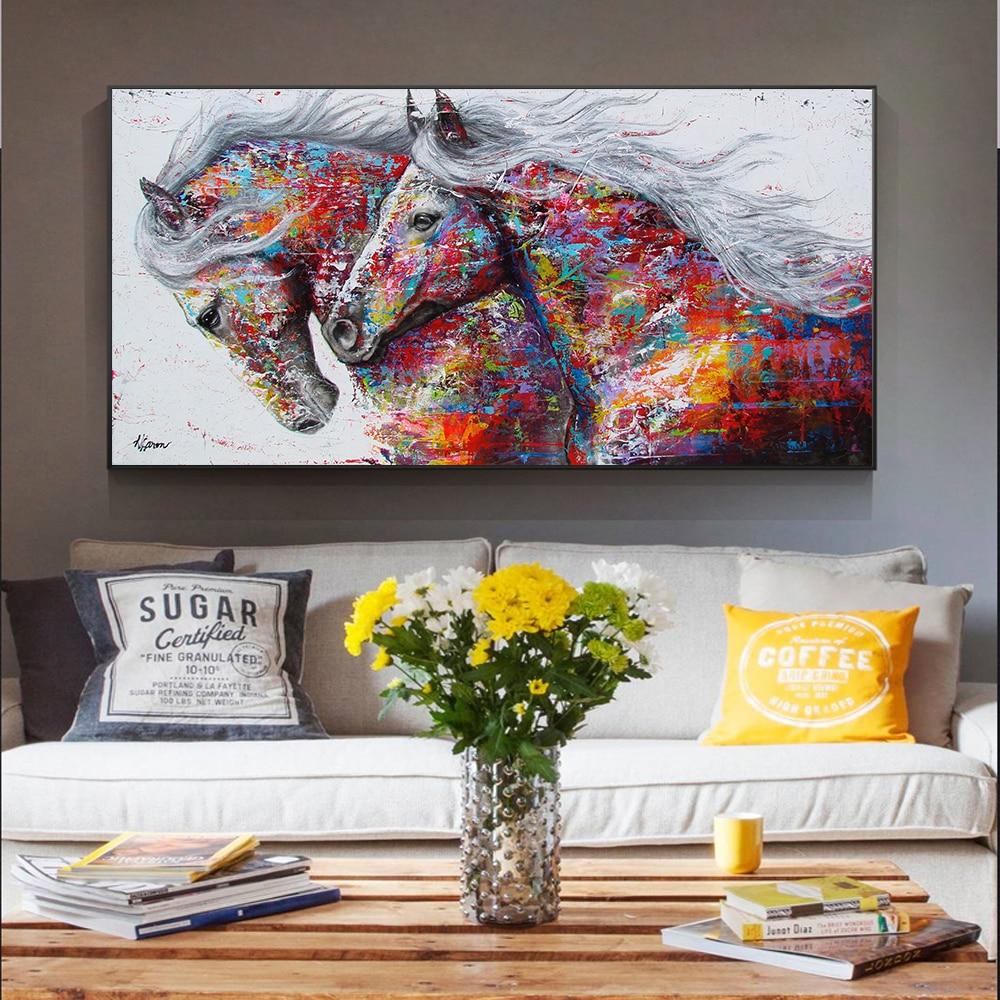Two Running Horses Canvas Painting