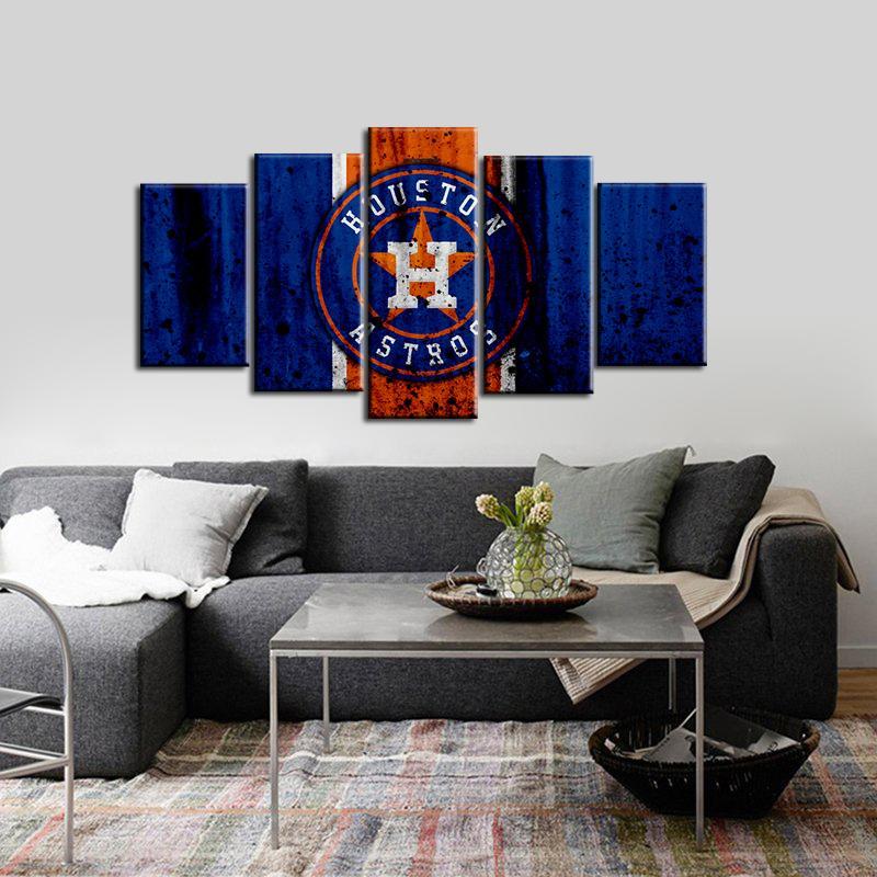 Houston Astros Rough Look 5 Pieces Wall Painting Canvas