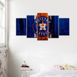 Houston Astros Rough Look 5 Pieces Wall Painting Canvas
