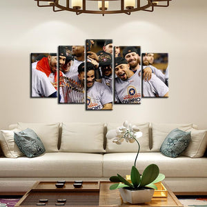 Houston Astros Champions Celebration 5 Pieces Wall Painting Canvas