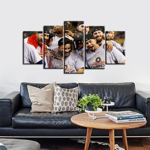 Houston Astros Champions Celebration 5 Pieces Wall Painting Canvas
