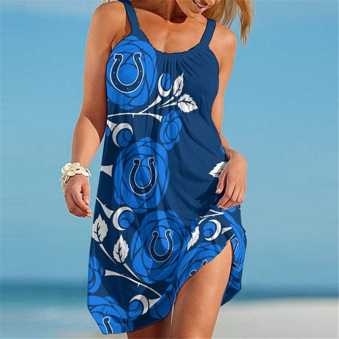 Indianapolis Colts Women Floral Beach Dress