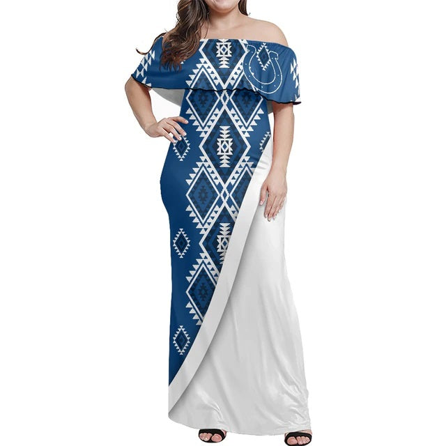 Indianapolis Colts Women Elegant Aloha Maxi Dress