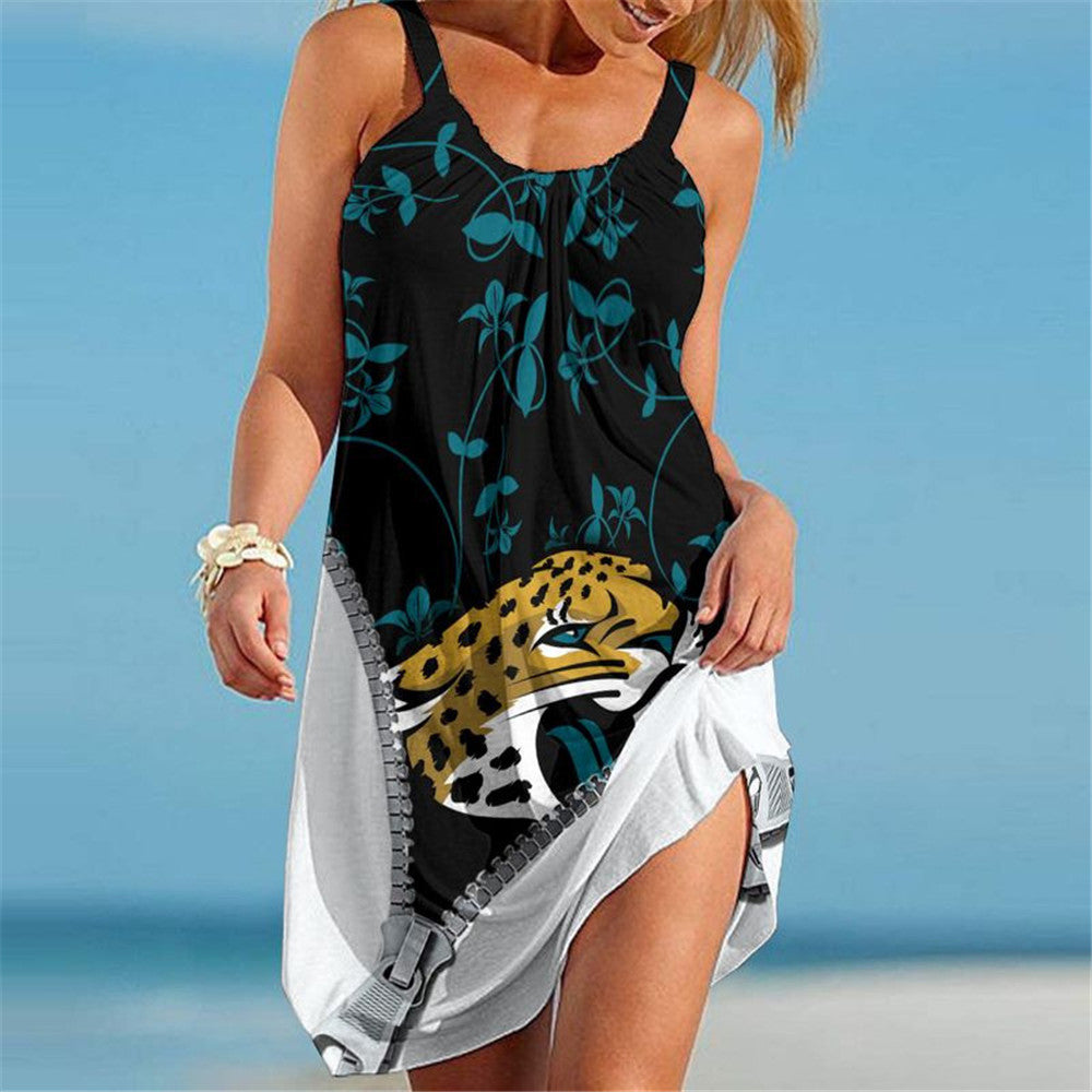 Jacksonville Jaguars Women Floral 3D Beach Dress