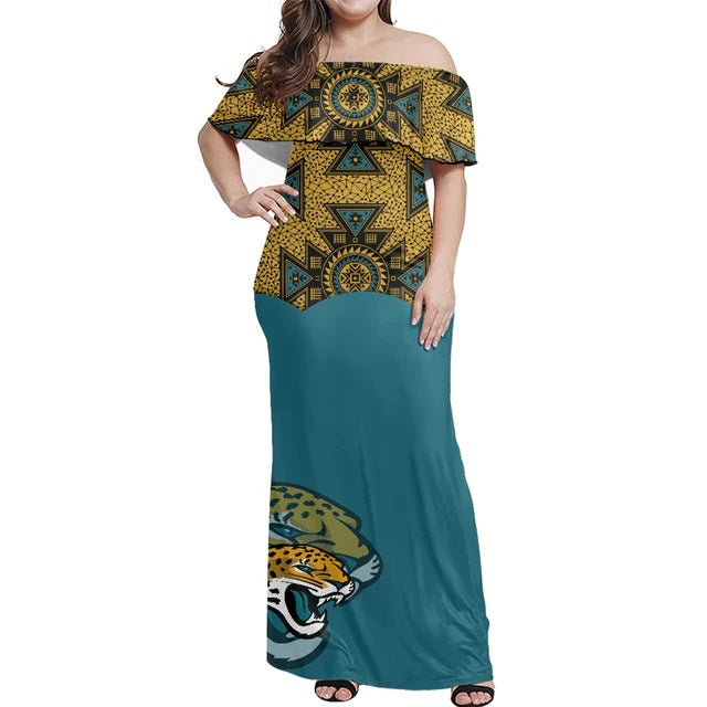 Jacksonville Jaguars Women Elegant Aloha Maxi Dress