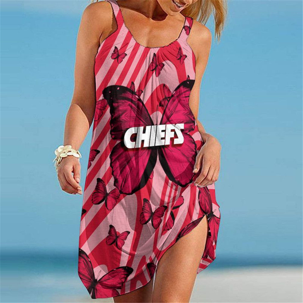 Kansas City Chiefs Women Butterfly Beach Dress