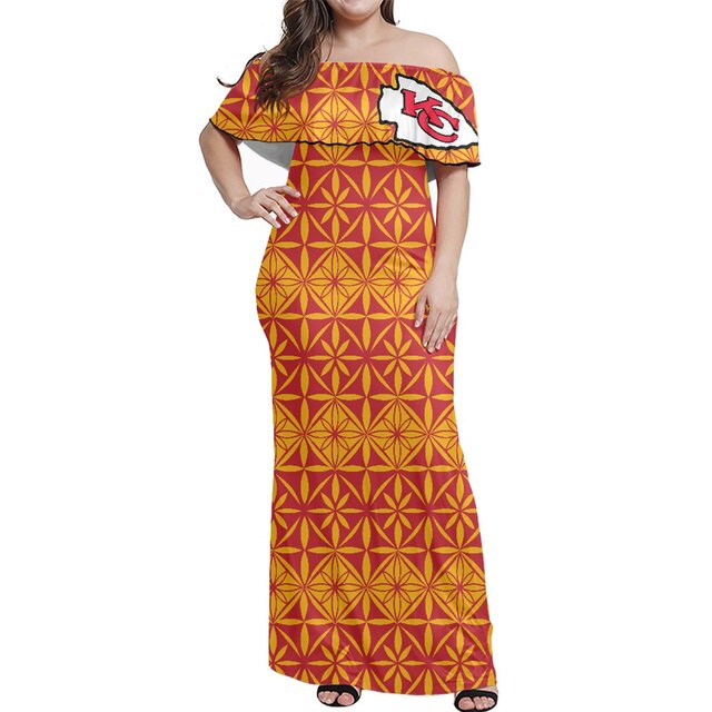 Kansas City Chiefs Women Elegant Aloha Maxi Dress