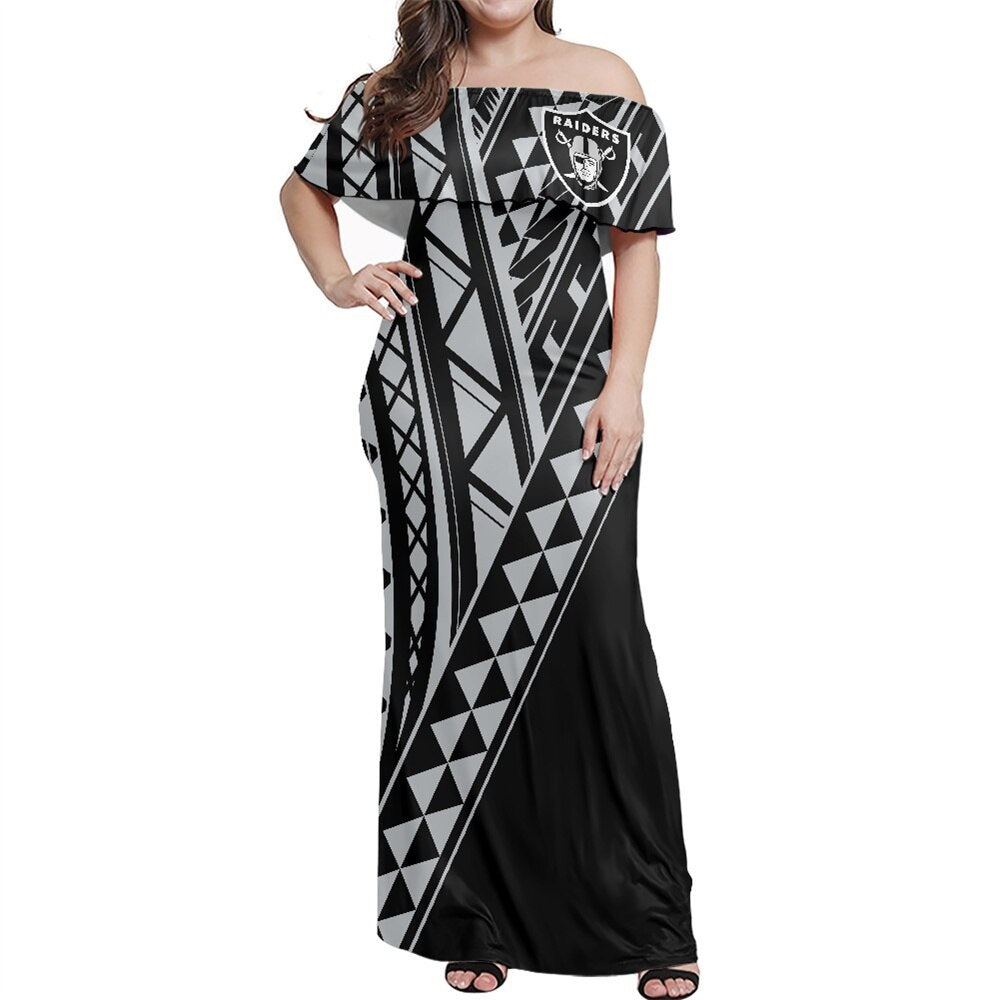 Las Vegas Raiders Women Elegant Aloha Maxi Dress