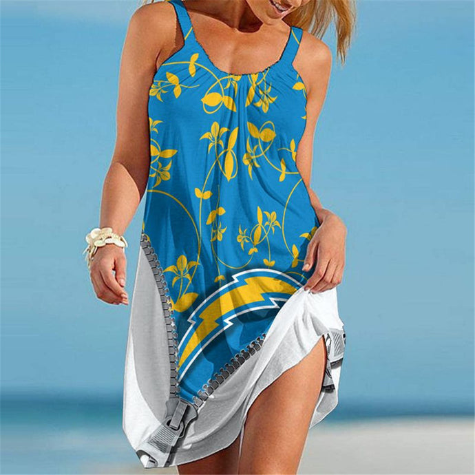 Los Angeles Chargers Women Floral 3D Beach Dress