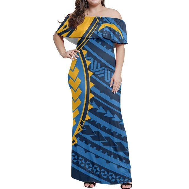 Los Angeles Chargers Women Elegant Aloha Maxi Dress