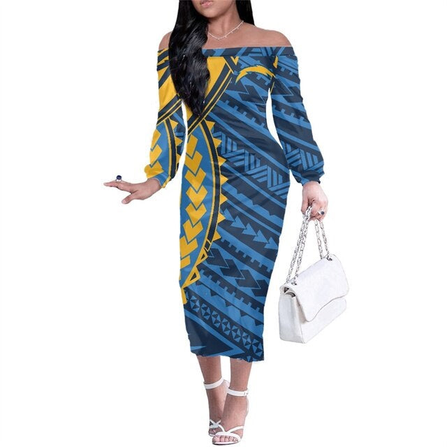 Los Angeles Chargers Women Elegant Aloha Midi Dress