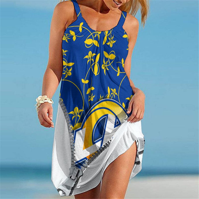 Los Angeles Rams Women Floral 3D Beach Dress
