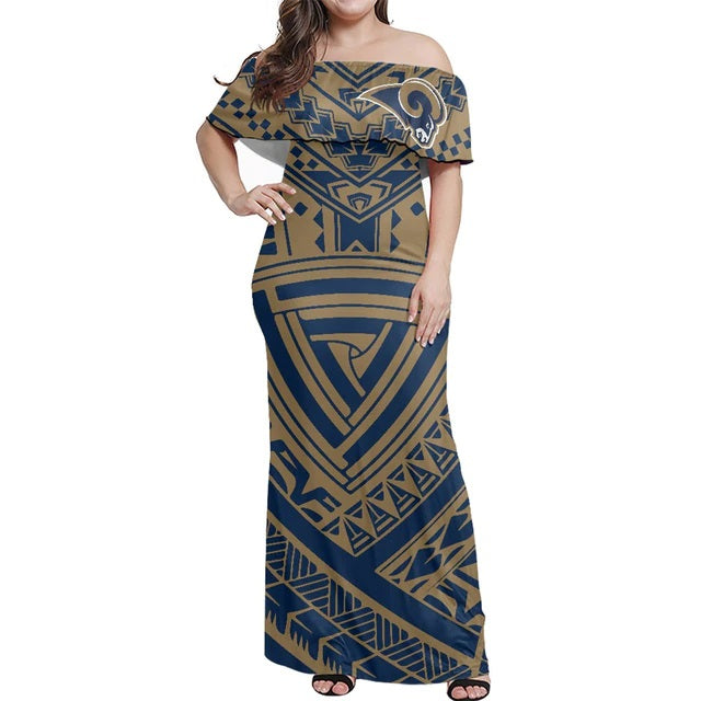 Los Angeles Rams Women Elegant Aloha Maxi Dress