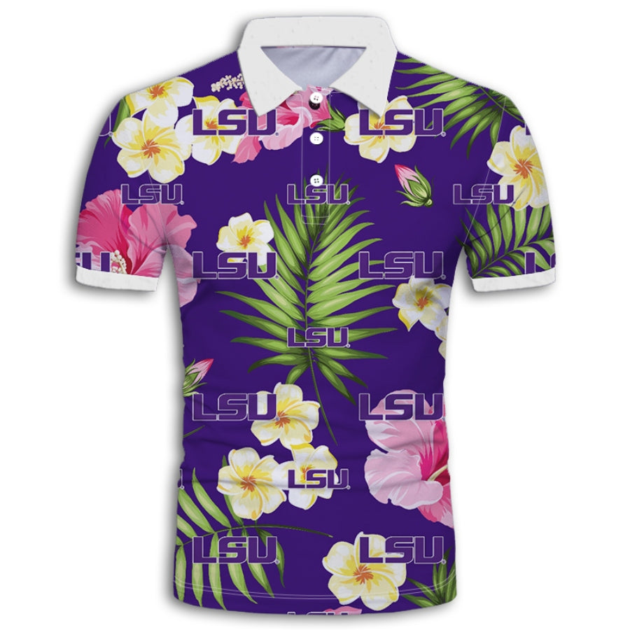LSU Tigers Summer Floral Polo Shirt
