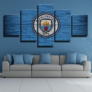 Manchester City Wooden Look Wall Canvas