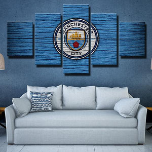 Manchester City Wooden Look Wall Canvas