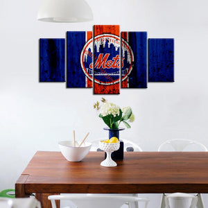 New York Mets Rough Style 5 Pieces Wall Painting Canvas