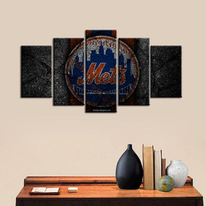 New York Mets Rock Style 5 Pieces Wall Painting Canvas