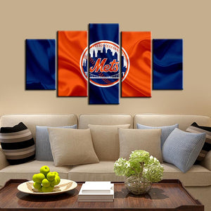 New York Mets Fabric Flag 5 Pieces Wall Painting Canvas