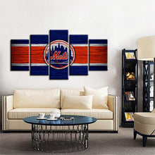 Load image into Gallery viewer, New York Mets Wooden Look 5 Pieces Wall Painting Canvas