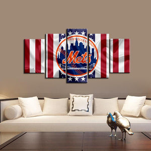 New York Mets American Flag Canvas