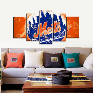 New York Mets Paint Splash 5 Pieces Wall Painting Canvas