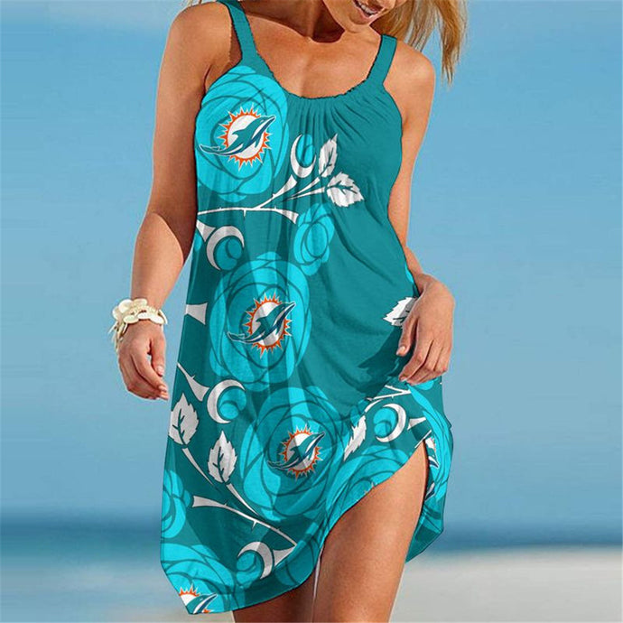 Miami Dolphins Women Floral Beach Dress