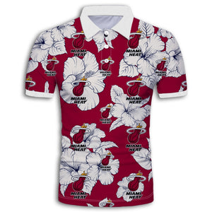 Miami Heat Tropical Floral Polo Shirt