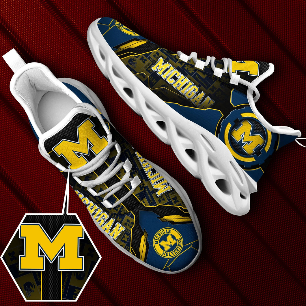 Michigan Wolverines Casual 3D Air Max Running Shoes