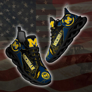 Michigan Wolverines Casual 3D Air Max Running Shoes