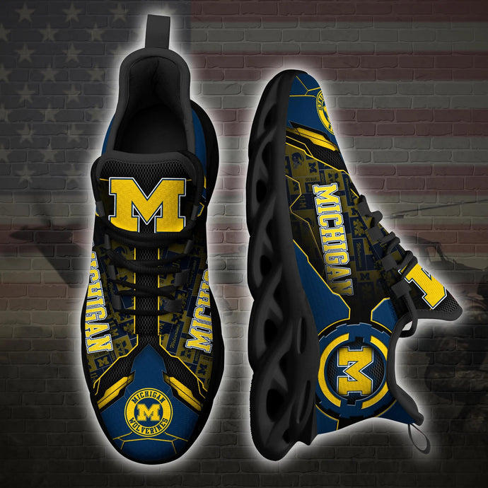 Michigan Wolverines Casual 3D Air Max Running Shoes