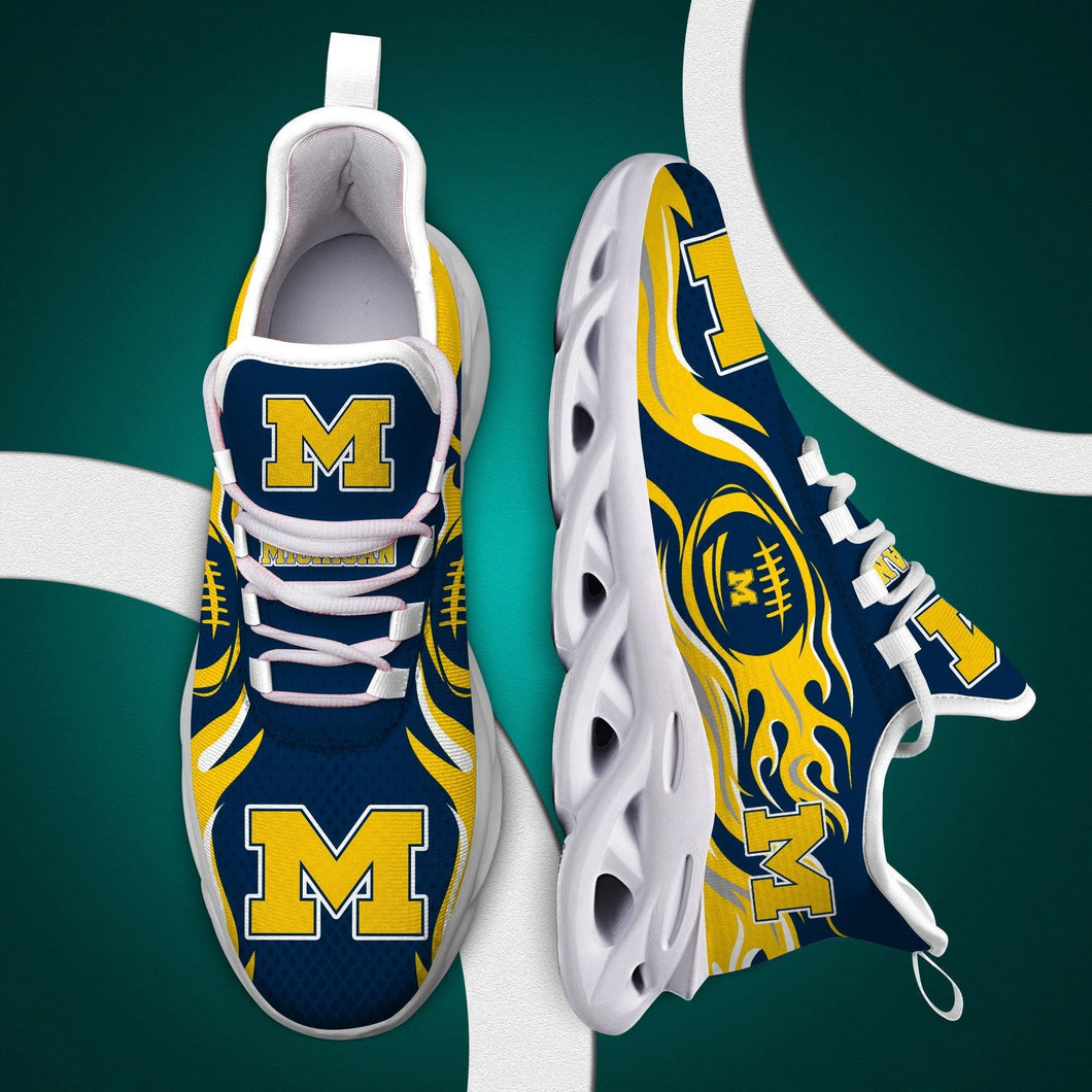 Michigan Wolverines Casual 3D Air Max Running Shoes