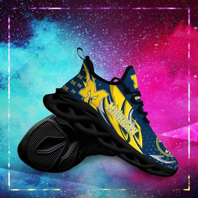 Michigan Wolverines Casual 3D Air Max Running Shoes