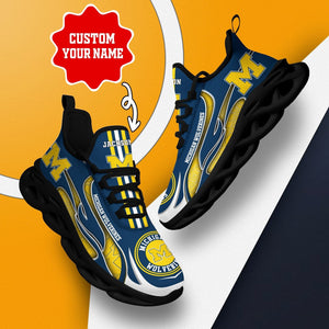 Michigan Wolverines Casual 3D Air Max Running Shoes