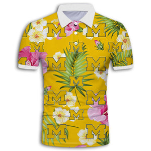 Michigan Wolverines Summer Floral Polo Shirt