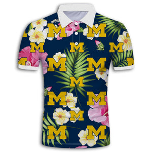 Michigan Wolverines Summer Floral Polo Shirt