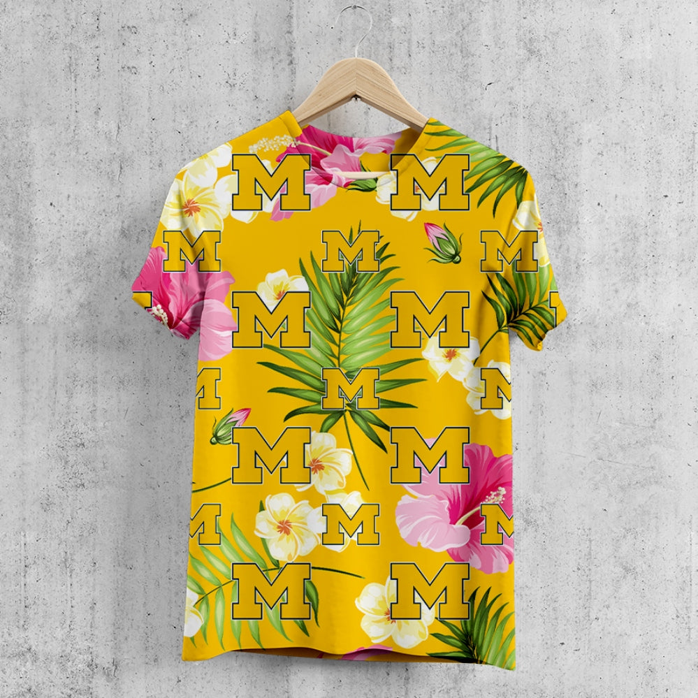 Michigan Wolverines Summer Floral T-Shirt