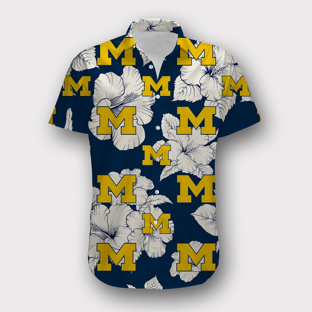 Michigan Wolverines Tropical Floral Shirt