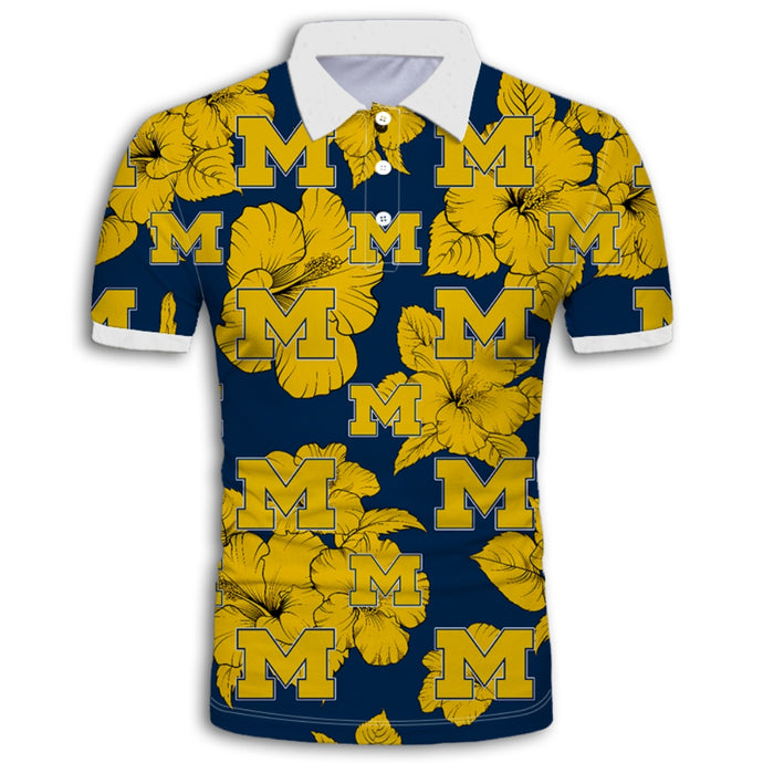 Michigan Wolverines Tropical Floral Polo Shirt