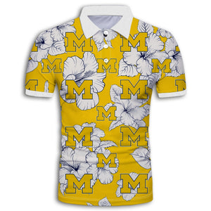 Michigan Wolverines Tropical Floral Polo Shirt