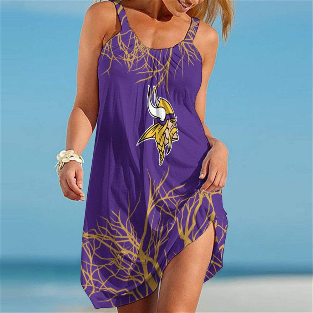 Minnesota Vikings Women Casual Beach Dress