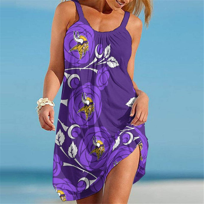 Minnesota Vikings Women Floral Beach Dress