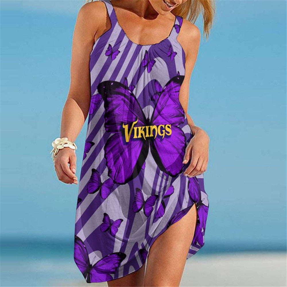 Minnesota Vikings Women Butterfly Beach Dress