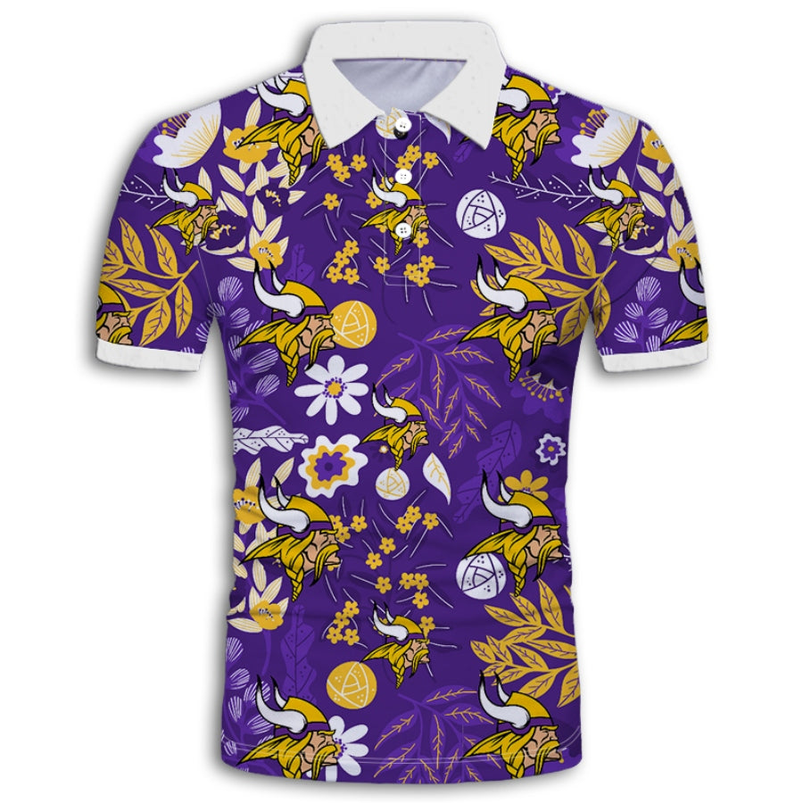 Minnesota Vikings Aloha Hawaiian Polo Shirt