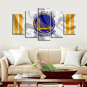 Golden State Warriors Fabric Look 5 Pieces Wall Painting Canvas