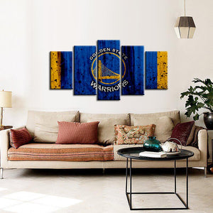 Golden State Warriors Rough Look 5 Pieces Wall Painting Canvas