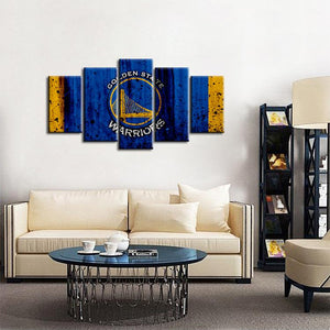 Golden State Warriors Rough Look 5 Pieces Wall Painting Canvas