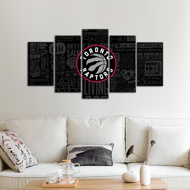 Toronto Raptors Modern Writing Look 5 Pieces Painting Canvas