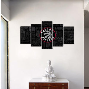 Toronto Raptors Modern Writing Look 5 Pieces Painting Canvas